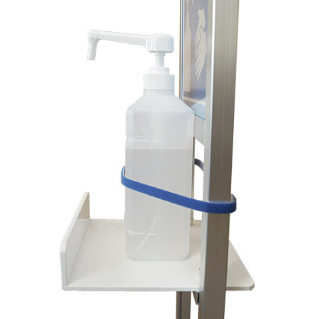 ■重みのあるボトルをご使用の際にはテーブル奥側に固定していただくことを推奨いたします。※消毒液・青色テープは付属しておりません。 