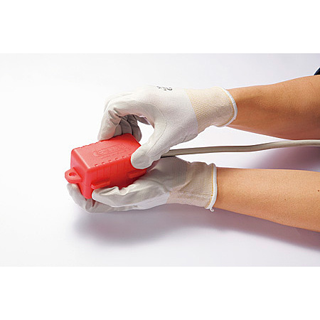 取付方法(1)：タテにスライドさせて、ロックを外します。