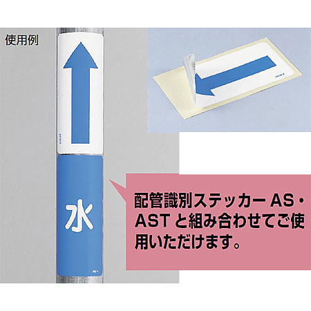 ■組み合わせ使用例／JIS配管識別方向ステッカー 角型