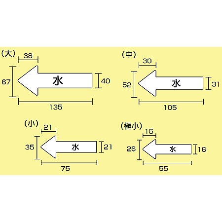 ■寸法図(mm)／JIS配管識別方向ステッカー