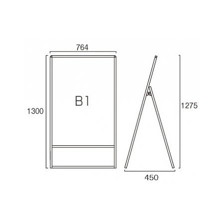 ■B1サイズ・片面の寸法図