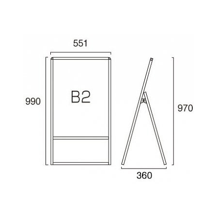 ■B2サイズ・片面の寸法図