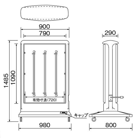 ■寸法図:樹脂製サインスタンドL