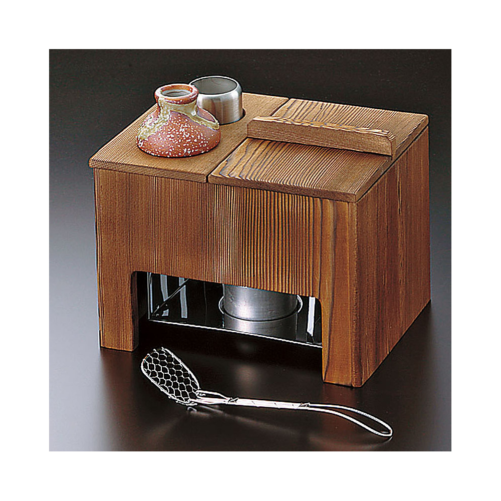 高級 檜　ひのき　湯豆腐セット一人用　豆腐すくい・汁次付き 和食器の和心: 湯豆腐セット(1人用)※豆腐すくい・汁次・火皿付 焼杉