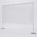 丸ベース卓上パーテーション 4359 高さ1200mm ビニール寸法1830×915mm