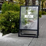 サインモールオリジナル ショップサインスタンド ブラック 透明アクリル板仕様