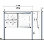 アルミ掲示板 AGP-1210/1510/1810 自立型 ガラス引き違い式