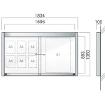 アルミ掲示板 AGP-1210W/1510W/1810W 壁付型 ガラス引き違い式