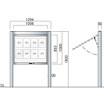 跳ね上げ式自立アルミ掲示板 AGS-1210(幅1294mm) LED付 シルバーつや消し AGS-1210(LED-S)