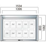 跳ね上げ式 壁付型 アルミ掲示板 AGS-1210W/1510W/1810W AGS-1510W(幅1534mm) 照明なし シルバーつや消し (AGS-1510W(S))