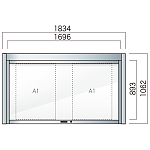 跳ね上げ式 壁付型 アルミ掲示板 AGS-1210W/1510W/1810W AGS-1810W(幅1834mm) LED付 シルバーつや消し (AGS-1810W(LED-S))