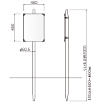 コンクリ基礎不要 打込杭サイン コンパス W450×H600 (KCO-4560)