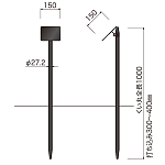 コンクリ基礎不要 打込杭ブラックサイン リーフ W150×H150 (LCO-1515)
