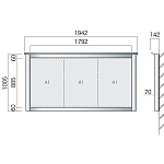 保護板(ガラス)なし 屋外用簡易・壁付型アルミ掲示板 SBD-1810W(幅1942mm) シルバーつや消し (SBD-1810W(S))