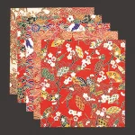 友禅和紙 赤絵・5寸  (100枚入)(各20枚x5柄)  (W64209)