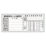 薄型法令許可票パネル 建築基準法による確認済・道路占用使用許可証