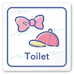 デザイナールームプレート　アパレル向け　パステル トイレ2 白マットアクリル W150×H150 (AC-1515-AA-KM1-0102)