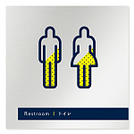 デザイナールームプレート　アパレル向け　ドット トイレ1 アルミ板 W150×H150 (AL-1515-AB-NT2-0101)