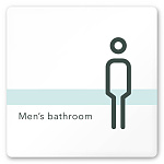 デザイナールームプレート　ライン 男子トイレ１ 白マットアクリル W150×H150 (AC-1515-HA-NH1-0103)