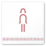 デザイナールームプレート　タオル 女子トイレ2 白マットアクリル W150×H150 (AC-1515-HA-NT2-0106)