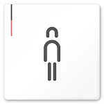  デザイナールームプレート 会社向け グレー×ピンク 男子トイレ２ 白マットアクリル W150×H150 (AC-1515-OA-NT1-0104)