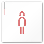  デザイナールームプレート 会社向け グレー×ピンク 女子トイレ2 白マットアクリル W150×H150 (AC-1515-OA-NT1-0106)