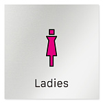 デザイナールームプレート 会社向け ビビット 女子トイレ1 アルミ板 W150×H150 (AL-1515-OB-IM3-0105)