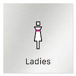 デザイナールームプレート 会社向け ビビット 女子トイレ2 アルミ板 W150×H150 (AL-1515-OB-IM3-0106)