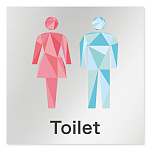 デザイナールームプレート 会社向け クリスタル トイレ2 アルミ板 W150×H150 (AL-1515-OB-IN1-0102)