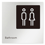 デザイナールームプレート 会社向け モノクロ2 トイレ2 アルミ板 W150×H150 (AL-1515-OB-NH2-0102)