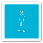 デザイナールームプレート　飲食店向け　シンプル 男子トイレ２ 白マットアクリル W150×H150 (AC-1515-RA-IM2-0104)