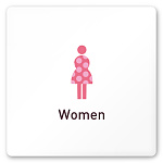 デザイナールームプレート　飲食店向け　シンプル 女子トイレ1 白マットアクリル W150×H150 (AC-1515-RA-IM2-0105)