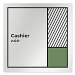 デザイナールームプレート　飲食店向け　ブロック お会計 アルミ板 W150×H150 (AL-1515-RB-NT2-0116)