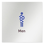 デザイナールームプレート　飲食店向け　シンプル 男子トイレ１ アルミ板 W150×H150 (AL-1515-RB-IM2-0103)