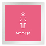 デザイナールームプレート　飲食店向け　シンプル 女子トイレ2 アルミ板 W150×H150 (AL-1515-RB-IM2-0106)