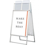 ポスターグリップスタンド看板カタログケース付　両面 A1 シルバー 屋外用 (PGSKK-A1RS-G)