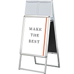 ポスターグリップスタンド看板カタログケース付　両面 A2 シルバー 屋内用 (PGSKK-A2RS)