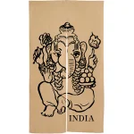 INDIA イラスト エステル麻のれん (3584)