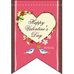 バレンタイン (ピンクベース・ハート) リボン型 ミニフラッグ(遮光・両面印刷) (61000)