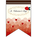 バレンタイン (ハートグラデーション調) リボン型 ミニフラッグ(遮光・両面印刷) (61001)