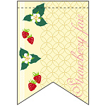 ストロベリー (クリーム色ベース) リボン型 ミニフラッグ(遮光・両面印刷) (61020)