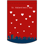 バレンタインデー(14) (夜景風デザイン) アーチ型 ミニフラッグ(遮光・両面印刷) (61033)