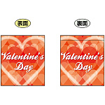 Valentines Day (オレンジ地　バックに大きなハートの絵) ミニフラッグ(遮光・両面印刷) (69582)
