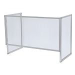 三面自立式 コの字型 飛沫対策用フレーム付きアクリル卓上パーテーション 90cm幅 下部開口あり (4355)