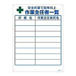作業主任者の職務標識 600×450×1mm 表記:作業主任者一覧 (049511)