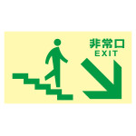 高輝度蓄光式通路誘導標識 ステッカータイプ 東京都条例適合品 非常口・階段右下 (68049)
