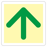 避難誘導標識 床用標識 (蓄光) ステッカー 300mm角 表示:矢印のみ (069002)