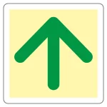 蓄光式避難誘導ステッカー標識 床面用 340mm角 ↑矢印 (69002)