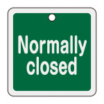 アルミバルブ開閉札 50mm角 両面印刷 Normally closed(緑) (159102)