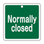 アルミバルブ開閉札 80mm角 両面印刷 Normally closed(緑) (160102)